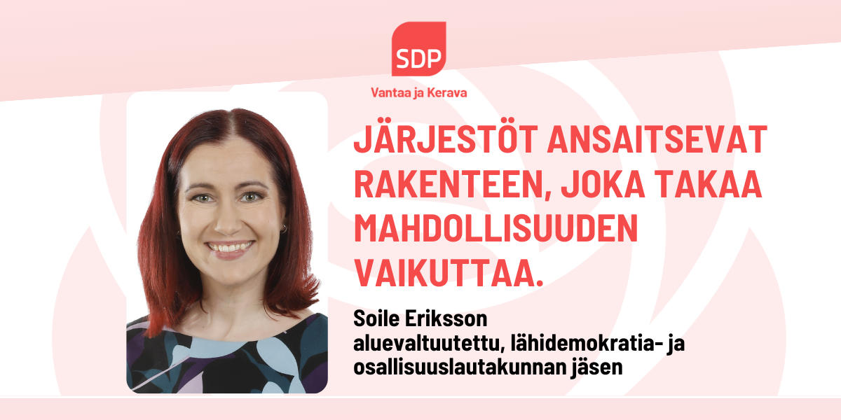 Soile Eriksson: Tarvitsemme järjestöjen osaamista ja palveluita omien palveluidemme rinnalle.