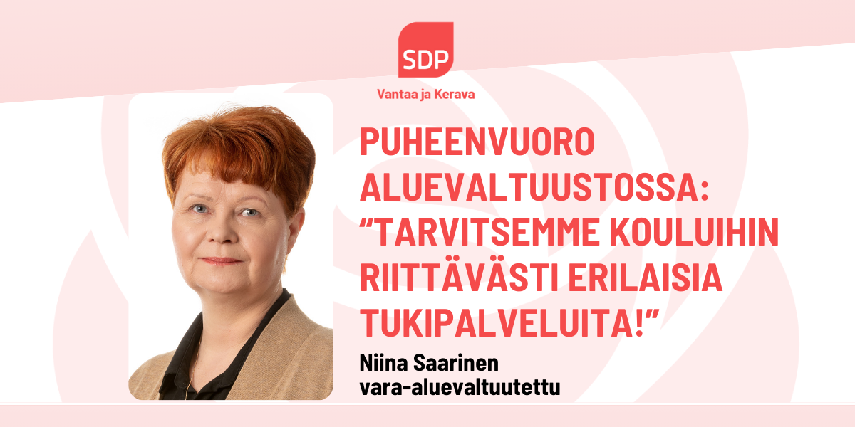 Niina Saarinen: Tarvitsemme koulupsykologeja ja muita tukipalveluita kouluihin!