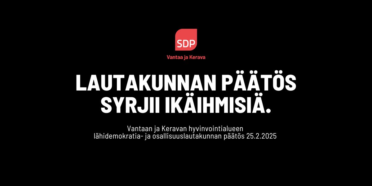 SDP:n edustajat: Lautakunnan päätös syrjii ikäihmisiä
