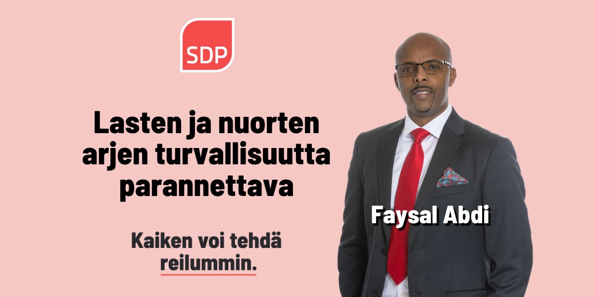 Faysal Abdi: Lasten ja nuorten arjen turvallisuutta parannettava